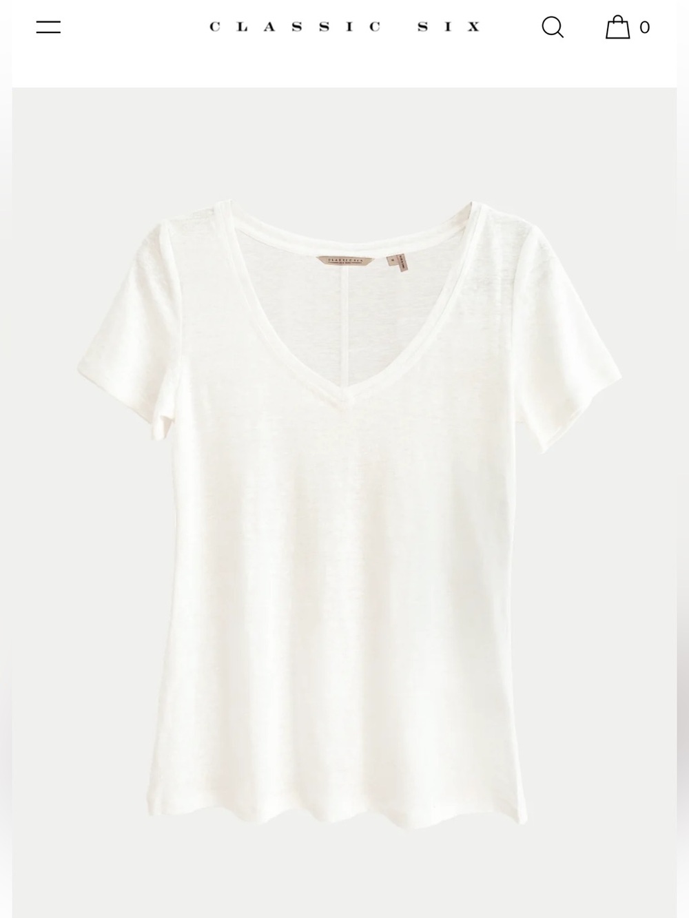 Classic Six JAMES LINEN V-NECK TEE IN OFF-WHITE